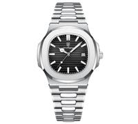 RORIOS Minimalist Wristwatch for Men Quartz Analogue Wrist Watch Date Calendar Luminous Watch Elegant Business Watch Men's Stainless Steel Watch Black