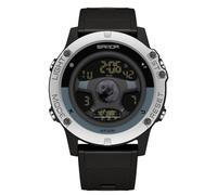 RORIOS Multifunctional Electronic Wristwatch Men's Creative Watch Fashion Digital Wrist Watch Waterproof Sport Watch for Men with Resin Strap Black Silver