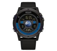 RORIOS Multifunctional Electronic Wristwatch Men's Creative Watch Fashion Digital Wrist Watch Waterproof Sport Watch for Men with Resin Strap Black Blue