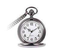 RORIOS Pocket Watch Vintage Steel Mens Womens Pocket Watches Smooth Case Arabic Numbers Modern Quartz Pocket Watch with Chain