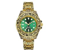 RORIOS Retro Men Watch Analog Quartz Watches Stainless Steel Bracelet Waterproof Wristwatch with Calendar Engraved Men‘s Watch