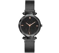 RORIOS Simple Women Wristwatch Shining Starry Sky Dial Analogue Quartz Watches Mesh Band Easily Use Ladies Watch