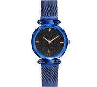 RORIOS Simple Women Wristwatch Shining Starry Sky Dial Analogue Quartz Watches Mesh Band Easily Use Ladies Watch
