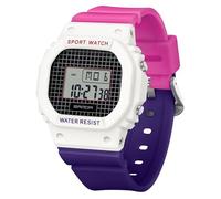 RORIOS Square Electronic Wrist Watch Girls Boys Casual Watch Fashion Multifunctional Digital Watches Waterproof Simple Wristwatch for Men Women White Rose