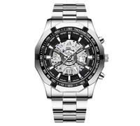 RORIOS Stainless Steel Watch for Men Water Resistant Analog Wristwatch with Stylish Dial Durable Band & Classic Ideal for Daily Wear Business Meetings Black