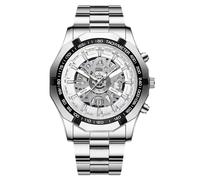 RORIOS Stainless Steel Watch for Men Water Resistant Analog Wristwatch with Stylish Dial Durable Band & Classic Ideal for Daily Wear Business Meetings White