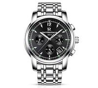 RORIOS Stainless Steel Watches Quartz Business Day Calendar Counts Chronograph Stopwatch Luminous Multifunctions Wrist Watch for Mens