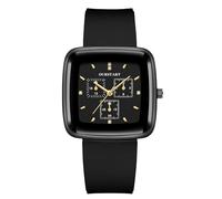 RORIOS Unisex Analog Quartz Chronograph Fashion Sport Square Watches with Silicone Strap Waterproof Wristwatch Classic for Men and Women Black