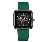 RORIOS Unisex Analog Quartz Chronograph Fashion Sport Square Watches with Silicone Strap Waterproof Wristwatch Classic for Men and Women Green