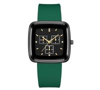 RORIOS Unisex Analog Quartz Chronograph Fashion Sport Square Watches with Silicone Strap Waterproof Wristwatch Classic for Men and Women Green