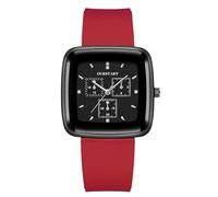 RORIOS Unisex Analog Quartz Chronograph Fashion Sport Square Watches with Silicone Strap Waterproof Wristwatch Classic for Men and Women Red