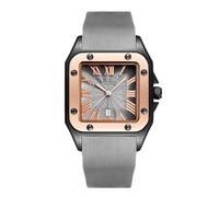 RORIOS Unisex Sport Watch Square Dial Watches with Silicone Band Casual Waterproof Wristwatch for Outdoor Work Dating Gray