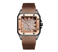 RORIOS Unisex Sport Watch Square Dial Watches with Silicone Band Casual Waterproof Wristwatch for Outdoor Work Dating Brown