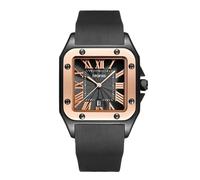 RORIOS Unisex Sport Watch Square Dial Watches with Silicone Band Casual Waterproof Wristwatch for Outdoor Work Dating Black