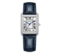 RORIOS Unisex Watch Valentines Couple Pair Quartz Watches Rectangular Wristwatch for Men Women Leather Strap Watch Roman Numeral Wristwatches Silver Blue Male