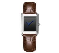 RORIOS Unisex Watch Valentines Couple Pair Quartz Watches Rectangular Wristwatch for Men Women Leather Strap Watch Roman Numeral Wristwatches Silver Brown Male A