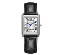 RORIOS Unisex Watch Valentines Couple Pair Quartz Watches Rectangular Wristwatch for Men Women Leather Strap Watch Roman Numeral Wristwatches Silver Black Male