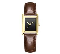 RORIOS Unisex Watch Valentines Couple Pair Quartz Watches Rectangular Wristwatch for Men Women Leather Strap Watch Roman Numeral Wristwatches Gold Brown Female