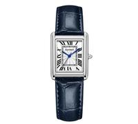 RORIOS Unisex Watch Valentines Couple Pair Quartz Watches Rectangular Wristwatch for Men Women Leather Strap Watch Roman Numeral Wristwatches Silver Blue Female