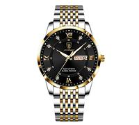 RORIOS Watches for Men Luminous Watch Analog Quartz Watch with Stainless Steel Band Classic Calendar Mens Watches