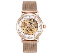RORIOS Women Automatic Mechanical Watch Self-Winding Skeleton Dial Stainless Steel Strap Ladies Wristwatches