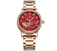 RORIOS Women Automatic Mechanical Watch Shining Starry Sky Luminous Simulated Diamond Dial Stainless Steel Strap Ladies Wristwatches