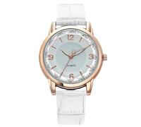 RORIOS Women Dainty Leather Band Watch Easy Read Wrist Digital Analog Quartz Dress Watches Waterproof Wristwatch for Ladies White