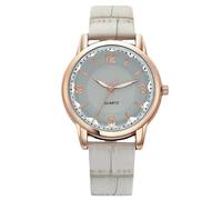 RORIOS Women Dainty Leather Band Watch Easy Read Wrist Digital Analog Quartz Dress Watches Waterproof Wristwatch for Ladies Grey