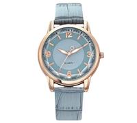 RORIOS Women Dainty Leather Band Watch Easy Read Wrist Digital Analog Quartz Dress Watches Waterproof Wristwatch for Ladies Blue