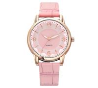 RORIOS Women Dainty Leather Band Watch Easy Read Wrist Digital Analog Quartz Dress Watches Waterproof Wristwatch for Ladies Pink