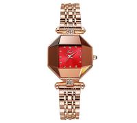 RORIOS Women Elegant Wrist Watch Ladies Analog Quartz Watch Fashion Rhinestone Watches Diamond Waterproof Watch with Stainless Steel Strap Red