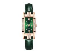 RORIOS Women Quartz Diamond Watch Rectangular Watches with Leather Strap Waterproof Wristwatch Fashion for Ladies Green