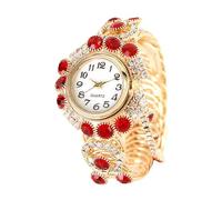 RORIOS Women Quartz Vintage Fringe Crystal Watches Stainless Steel Bracelet Waterproof Wristwatch Analogue Display Watch with Arabic Numerals Classic for Ladies Red