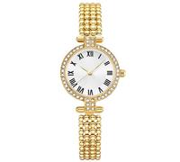 RORIOS Women’s Bead Chain Watch Vintage Small Dial Wristwatch Ladies Analogue Quartz Watch Diamond Waterproof Watch with Stainless Steel Strap Gold