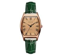RORIOS Women Tonneau Watch with Leather Strap Retro Exquisite Roman Numerals Analog Quartz Watches Waterproof Wristwatch for Ladies Green A