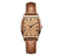 RORIOS Women Tonneau Watch with Leather Strap Retro Exquisite Roman Numerals Analog Quartz Watches Waterproof Wristwatch for Ladies Brown