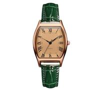 RORIOS Women Tonneau Watch with Leather Strap Retro Exquisite Roman Numerals Analog Quartz Watches Waterproof Wristwatch for Ladies Green A
