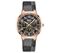 RORIOS Women Watch Analogue Quartz Wrist Watch Unisex Waterproof Watch Casual Luminous Watch for Ladies Girls with Leather Strap Rose Gold Black