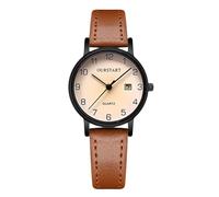 RORIOS Women Watch Easy Read Wrist with Leather Strap Digital Analog Quartz Simple Stylish Watches Waterproof Wristwatch for Ladies Brown