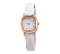 RORIOS Women Watch Retro Square Analog Quartz Minimalist Watches Waterproof Wristwatch with Arabic Numerals and Leather Strap White