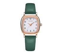 RORIOS Women Watch Retro Square Analog Quartz Minimalist Watches Waterproof Wristwatch with Arabic Numerals and Leather Strap Green
