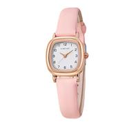 RORIOS Women Watch Retro Square Analog Quartz Minimalist Watches Waterproof Wristwatch with Arabic Numerals and Leather Strap Pink