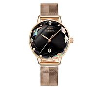 RORIOS Women Watches Analogue Quartz Watch Crystal Simulated Diamond Dial with Date Mesh Strap Stylish Ladies Wristwatches