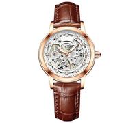 RORIOS Women Watches Automatic Self-Winding Watch with Leather Strap Tourbillon Mechanical Wristwatch Fashion Luminous Watch for Ladies Girls(Brown)