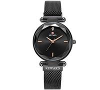 RORIOS Women Wristwatch Analogue Quartz Simple Simulated Diamond Dial Watches Mesh Band Easily Use Ladies Watch