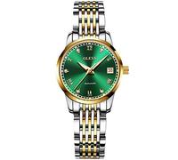 RORIOS Women's Automatic Watch Self-Wind Auto Mechanical Watch with Stainless Steel Band Calendar Fashion Women Watch Luminous Wristwatch for Ladies