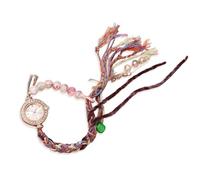 RORIOS Women's Boho Handmade Braided Bracelet Watch Trendy Beaded Tassel Quartz Wristwatch Fashion Dial Accessory for Daily/Party White