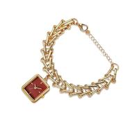 RORIOS Women's Bracelet Watch Square Dial Gold Chain Waterproof Analog Quartz Watches for Dress Casual Gift Red