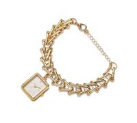 RORIOS Women's Bracelet Watch Square Dial Gold Chain Waterproof Analog Quartz Watches for Dress Casual Gift White