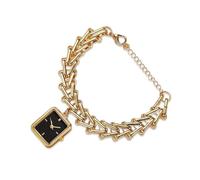 RORIOS Women's Bracelet Watch Square Dial Gold Chain Waterproof Analog Quartz Watches for Dress Casual Gift Black
